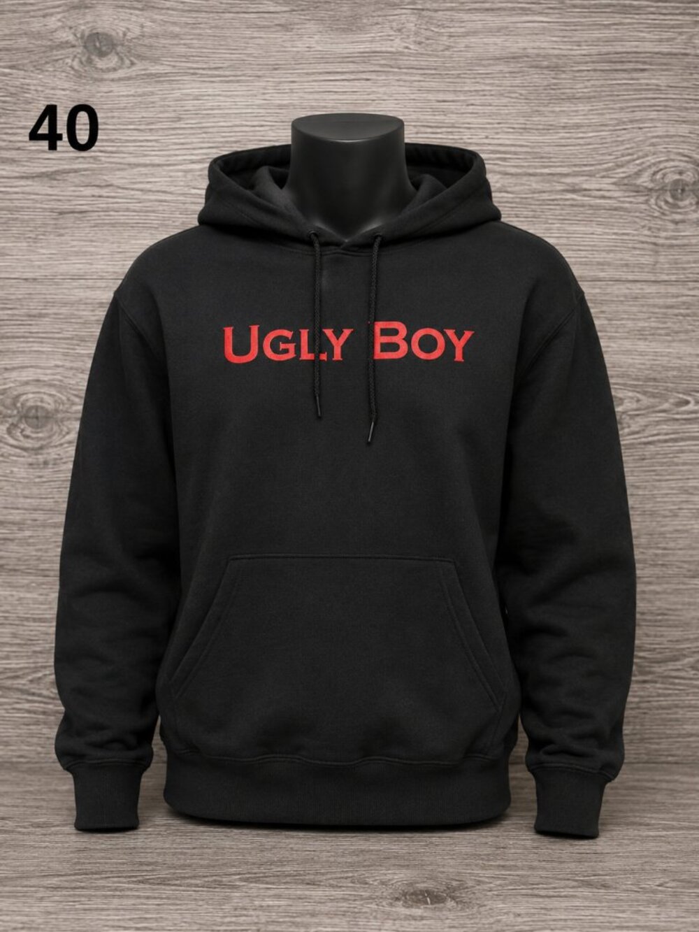 JERZEES Ugly Boy Black Hoodie Red Graphic Size S (40)